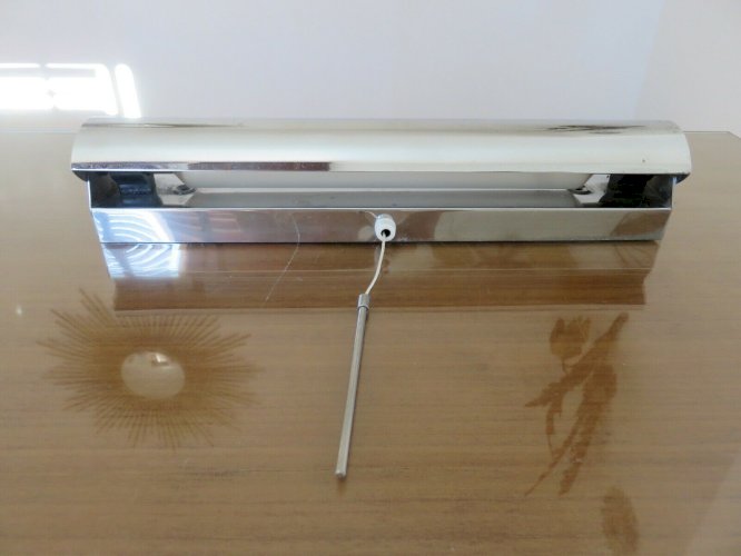 APPLIQUE ART DECO A ROULEAU EN LAITON CHROME INTERRUPTEUR A TIRETTE ANNEES 30 