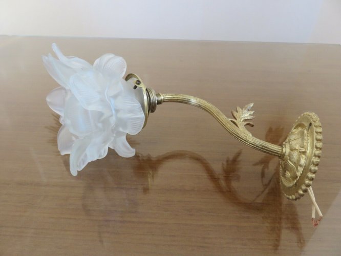 APPLIQUE ART DECO EN BRONZE ET TULIPE EN FORME DE ROSE ANNEES 30 40