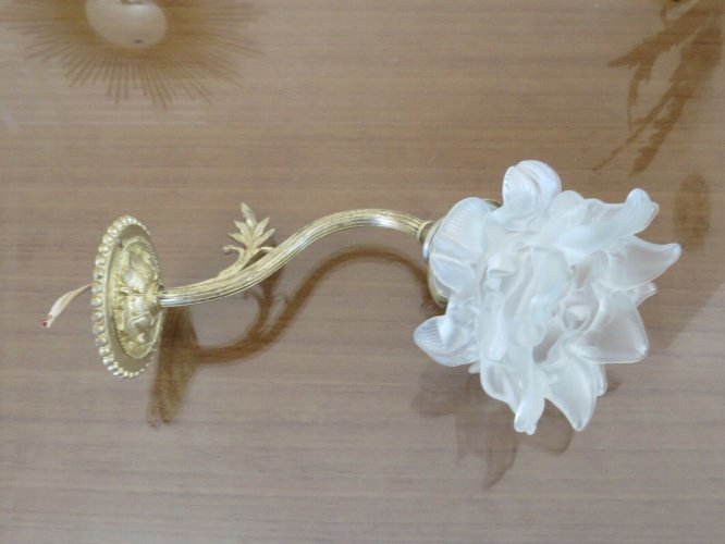 APPLIQUE ART DECO EN BRONZE ET TULIPE EN FORME DE ROSE ANNEES 30 40