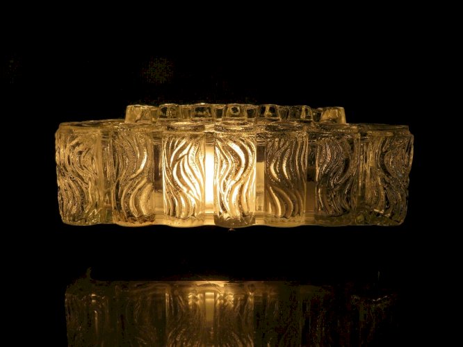 APPLIQUE EN VERRE TEXTURE EPAIS ANNEES 50 60 