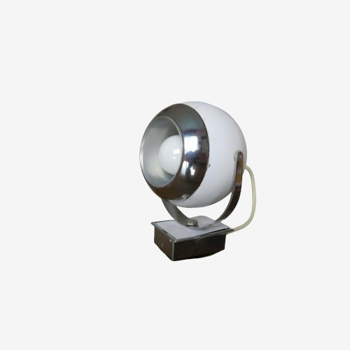 APPLIQUE EYE BALL  MADE IN ITALY  ORIENTABLE, METAL CHROME ET BLANCHE 1970