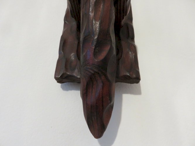 APPLIQUE FLAMBEAU EN BOIS MASSIF TAILLE A LA GOUGE ANNEES 40 50 - MAROLLES