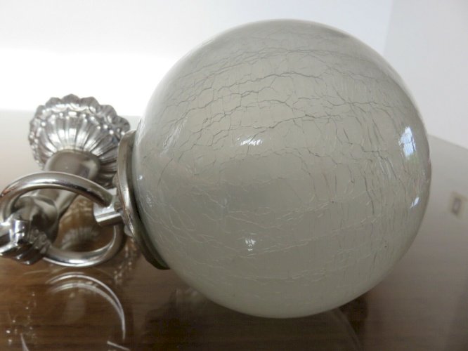 APPLIQUE MAIN ART DECO EN BRONZE ARGENTE ET VERRE ASPECT CRAQUELE ANNEES 30 40 