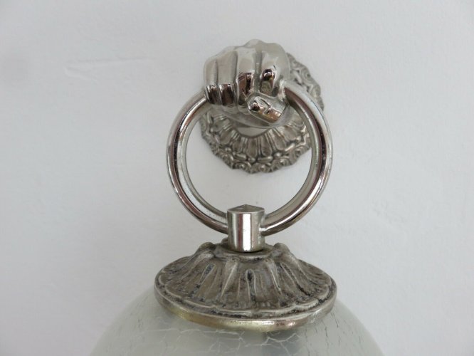 APPLIQUE MAIN ART DECO EN BRONZE ARGENTE ET VERRE ASPECT CRAQUELE ANNEES 30 40 
