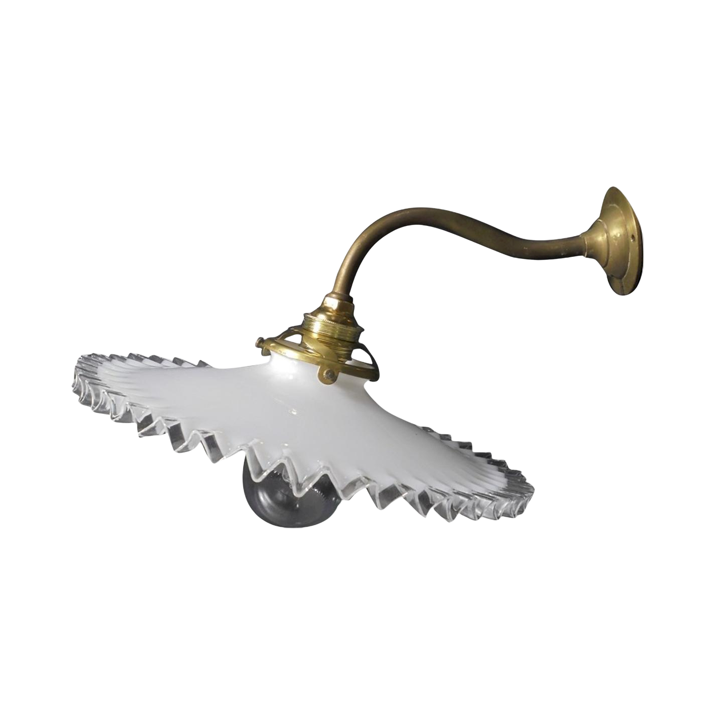 Applique murale col de cygne Vintage Blanc/Doré Métal/Opaline Vendu