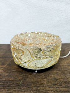 Vintage round amber glass wall lamp, floral decoration