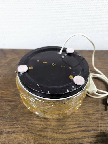 Applique ronde vintage en verre ambré, décor de fleurs