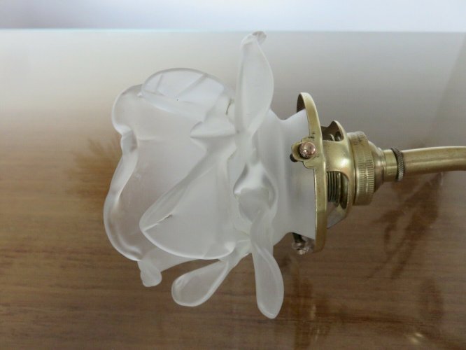 APPLIQUE TULIPE EN FORME DE ROSE EN VERRE DEPOLI ART NOUVEAU ANNEES 20 30
