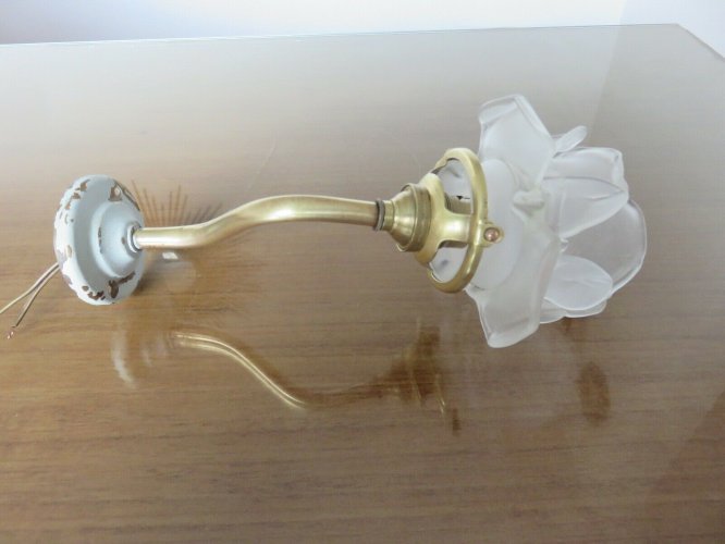 APPLIQUE TULIPE EN FORME DE ROSE EN VERRE DEPOLI ART NOUVEAU ANNEES 20 30
