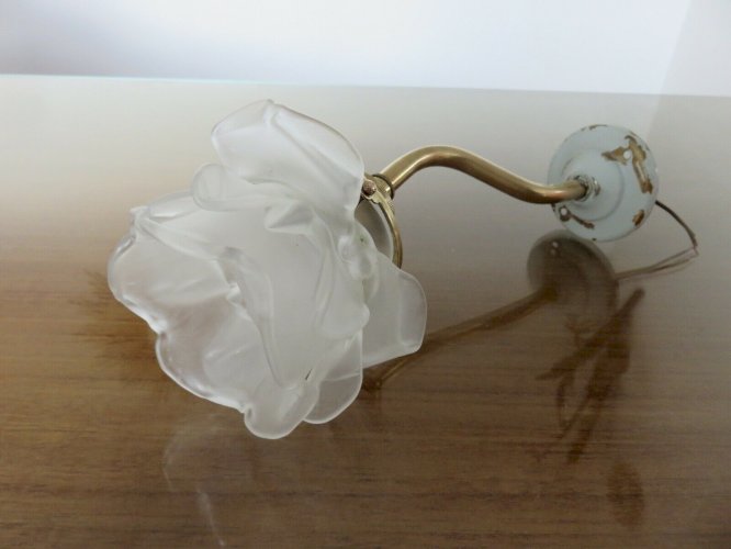 APPLIQUE TULIPE EN FORME DE ROSE EN VERRE DEPOLI ART NOUVEAU ANNEES 20 30