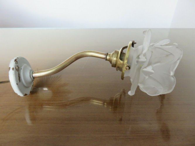 APPLIQUE TULIPE EN FORME DE ROSE EN VERRE DEPOLI ART NOUVEAU ANNEES 20 30