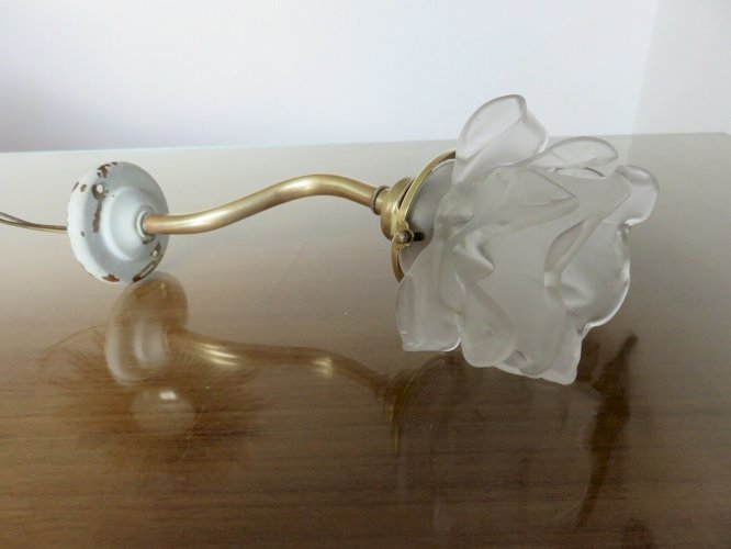 APPLIQUE TULIPE EN FORME DE ROSE EN VERRE DEPOLI ART NOUVEAU ANNEES 20 30