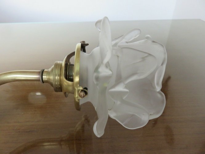 APPLIQUE TULIPE EN FORME DE ROSE EN VERRE DEPOLI ART NOUVEAU ANNEES 20 30