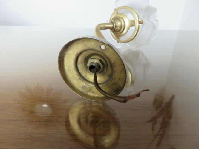 APPLIQUE TULIPE EN FORME DE ROSE EN VERRE DEPOLI ART NOUVEAU ANNEES 20 30