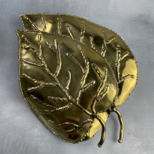 Vintage DLG wall lamp by Jansen from around 1970, double leaf golden metal.