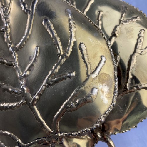 Applique vintage DLG de Jansen vers 1970 lampe murale double feuille métal dorée