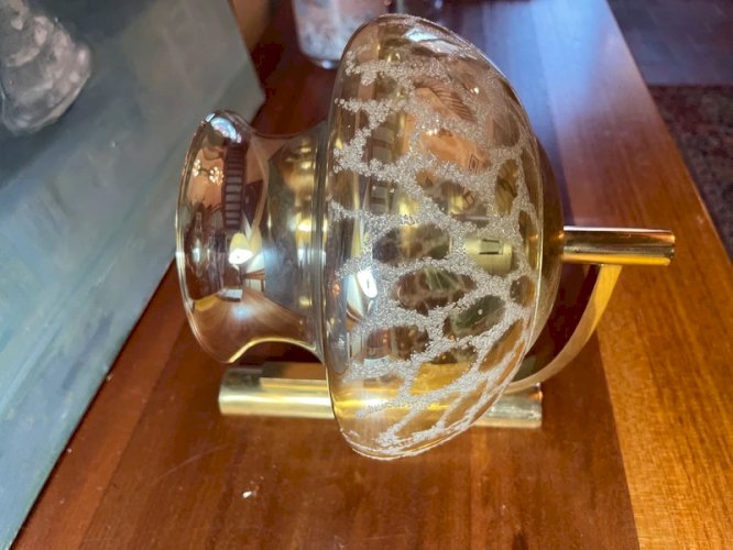 Applique vintage laiton et verre fumé