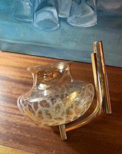 Vintage brass and iridescent glass sconce