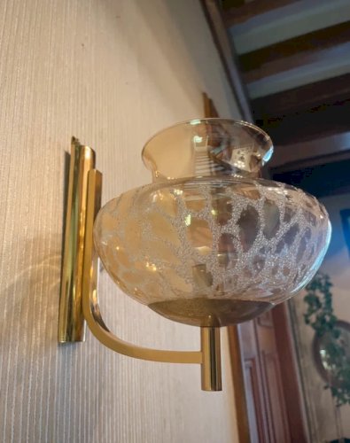 Applique vintage laiton et verre irisé