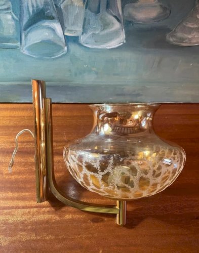 Applique vintage laiton et verre irisé