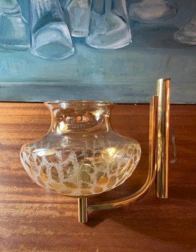 Applique vintage laiton et verre irisé