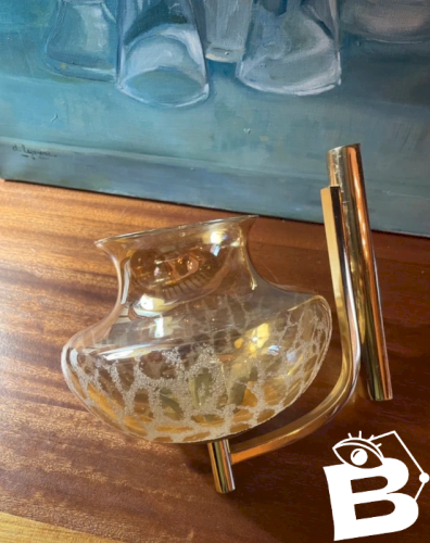 Applique vintage laiton et verre irisé