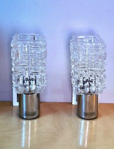 Glass and chrome metal wall sconces Targetti 1970