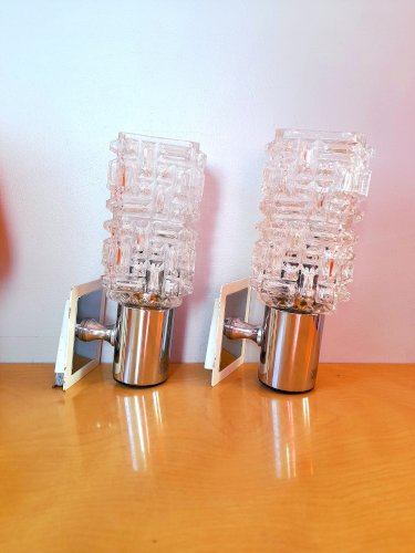 Appliques en verre et métal chromé Targetti 1970