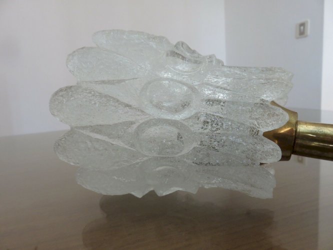 APPLIQUES TORCHERES EN VERRE DE MURANO ET LAITON PAR J.T. KALMAR 1960 AUTRICHE. 