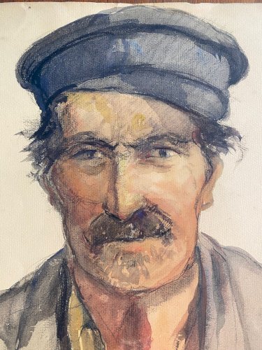 Aquarelle ancienne, signée, Edmond Valès, orientaliste, daté de 1939.