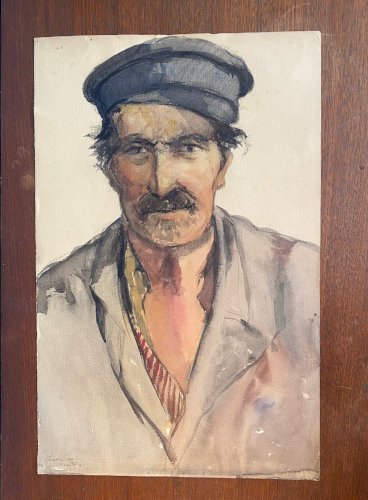 Aquarelle ancienne, signée, Edmond Valès, orientaliste, daté de 1939.