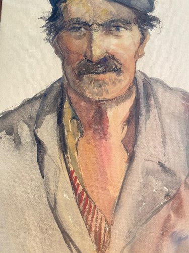 Aquarelle ancienne, signée, Edmond Valès, orientaliste, daté de 1939.