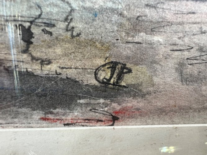 Aquarelle ancienne – Vue des ruines d’abbaye – Signée JP – XIXe siècle – 30 x 22