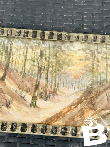 Aquarelle belge Coucher de soleil à Houffalize signée J. Dupont