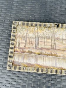 Aquarelle belge Étang en forêt près de Chevetogne signée J. Dupont