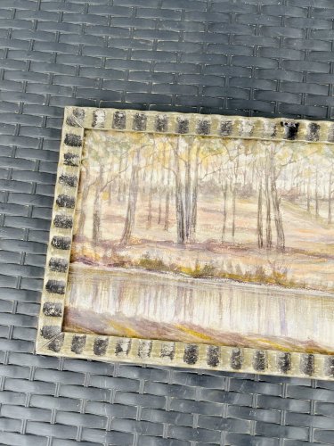 Aquarelle belge Étang en forêt près de Chevetogne signée J. Dupont