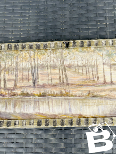 Aquarelle belge Étang en forêt près de Chevetogne signée J. Dupont