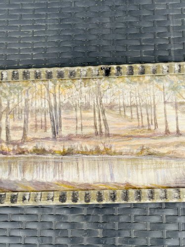 Aquarelle belge Étang en forêt près de Chevetogne signée J. Dupont