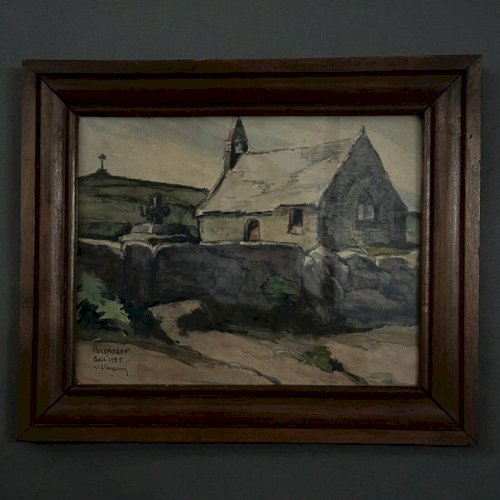 Aquarelle chapelle à Porspoder 1935 par E. Vasquer A5531