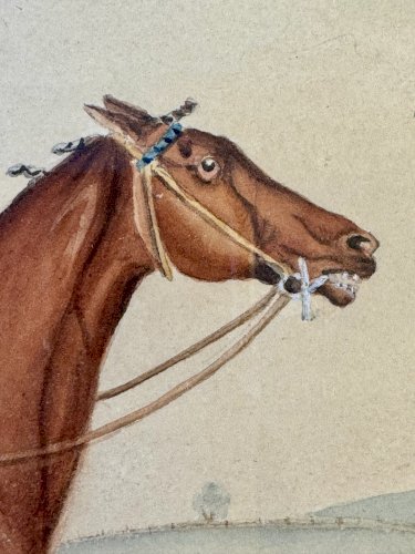 Aquarelle d’un cavalier anglais d’après Henry Alken XIX siècle 