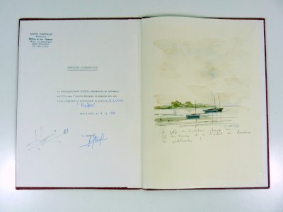 Watercolor French school 20th GOLF DU MORBIHAN signed Dany Lucas Certificate