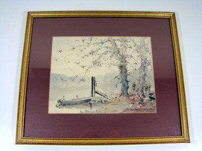 Aquarelle Ecole Lyonnaise XX° AUTOMNE Signée Bernard Pratx, Cadre sous Bois