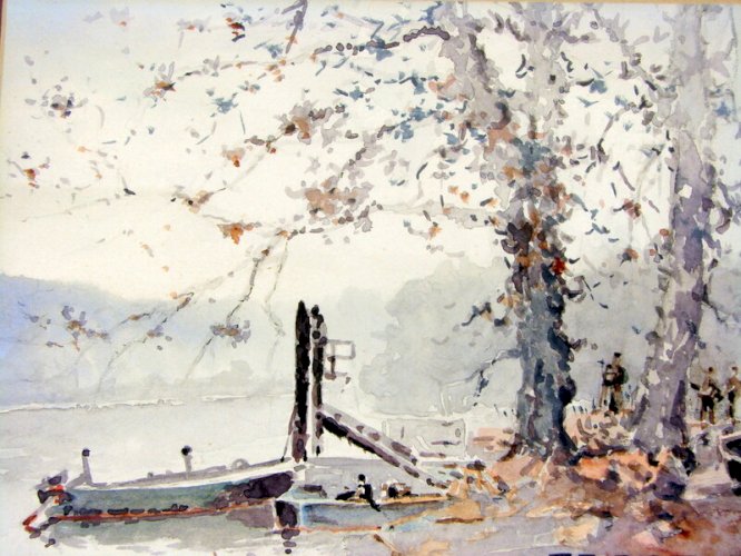 Aquarelle Ecole Lyonnaise XX° AUTOMNE Signée Bernard Pratx, Cadre sous Bois
