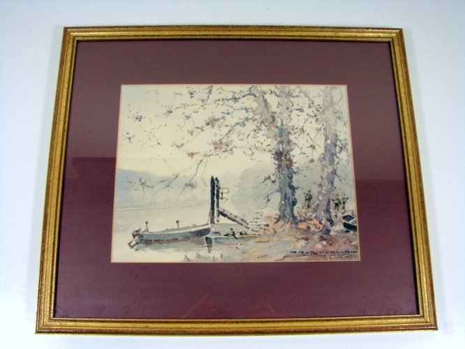 Aquarelle Ecole Lyonnaise XX° AUTOMNE Signée Bernard Pratx, Cadre sous Bois