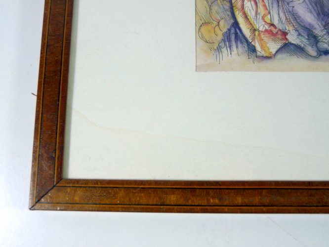 Aquarelle encre de Chine 1995 CONCERT signée & datée, cadre bois sous verre