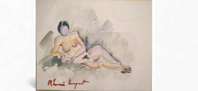 Watercolor "Naked Woman" Rémi Leyrat