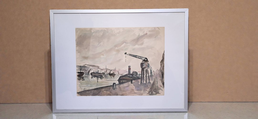 Aquarelle « les péniches » de Rémi Leyrat