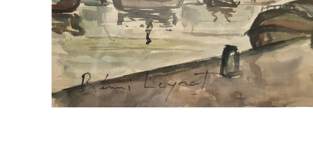 Aquarelle « les péniches » de Rémi Leyrat