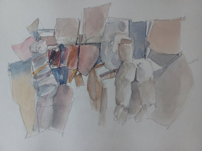 Aquarelle nu abstraite peinture tableau dessin gravure 