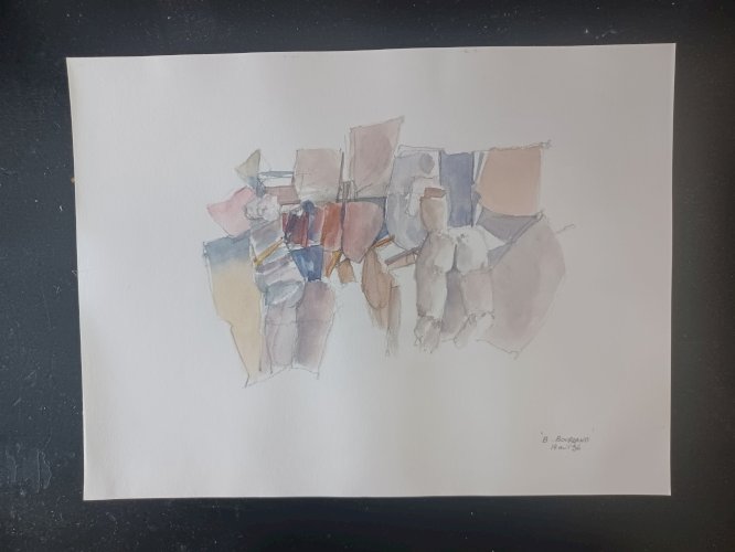 Aquarelle nu abstraite peinture tableau dessin gravure 